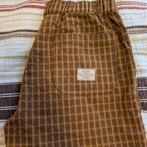 Brown Checkered Women's Straight Leg Pants